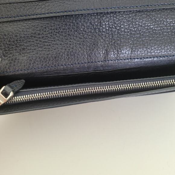 Dunhill Designer Checkbook Card Bill Holder Wallet Black Bifold Leather Long - Picture 5 of 11